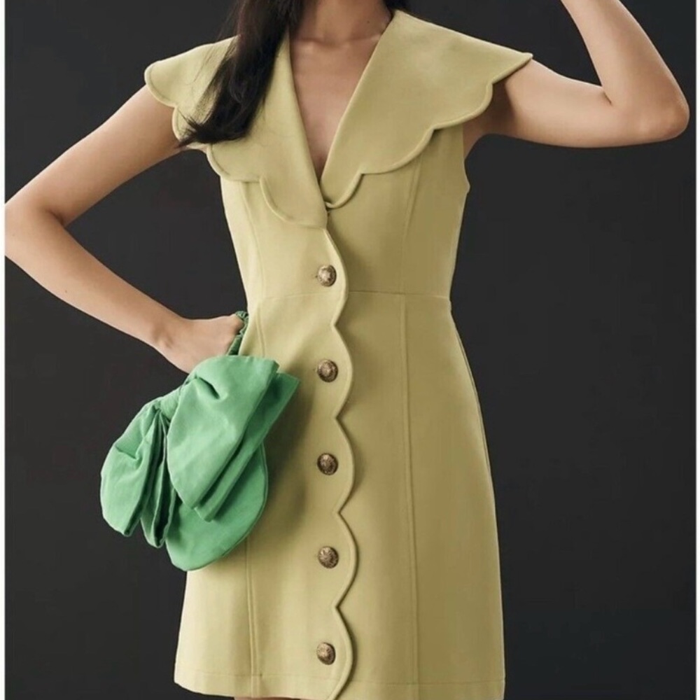 Maeve anthropologie dress scalloped. Green size M